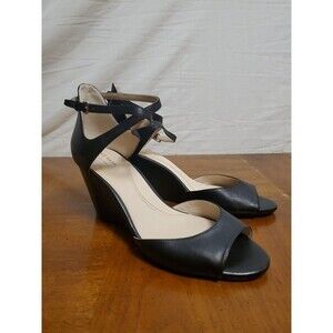 Cole Haan Grand 360 Black Leather Wedge Sandal Size 8.5 Barely Worn